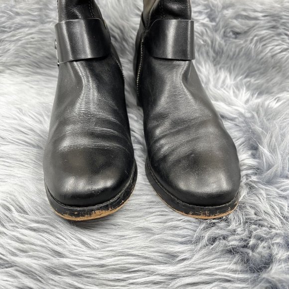 Michael Kors Fulton Harness Riding Boots Pull On Tall Black Rain Snow Size 8 - Picture 4 of 12